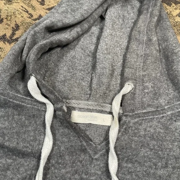 Ocean Drive Hoodie Women's Large Gray Blue Pullover V Neck Soft Surfer Chic - Picture 4 of 9